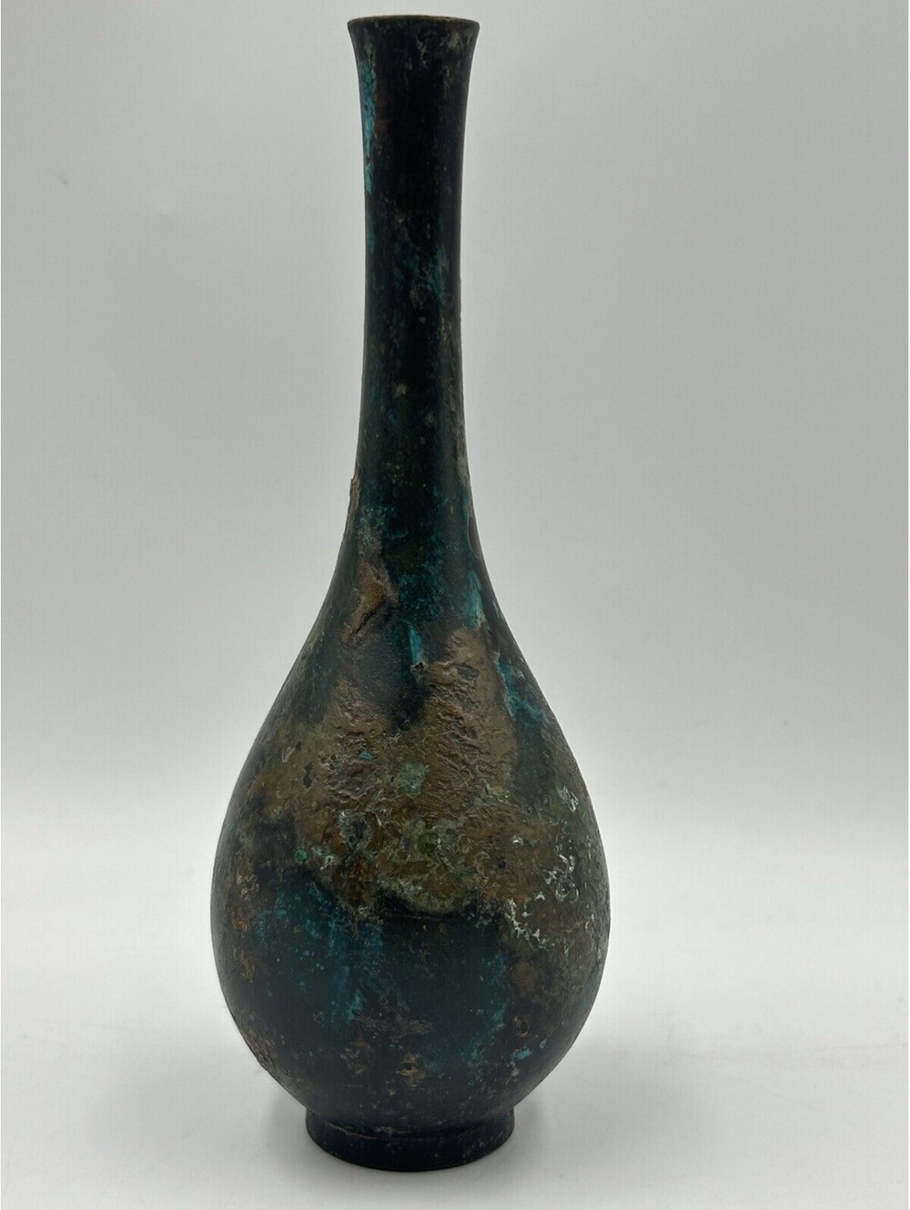 Vintage MCM Otagiri OMC Japanese Bronze Bud Vase Verdigris Patina 6.5"